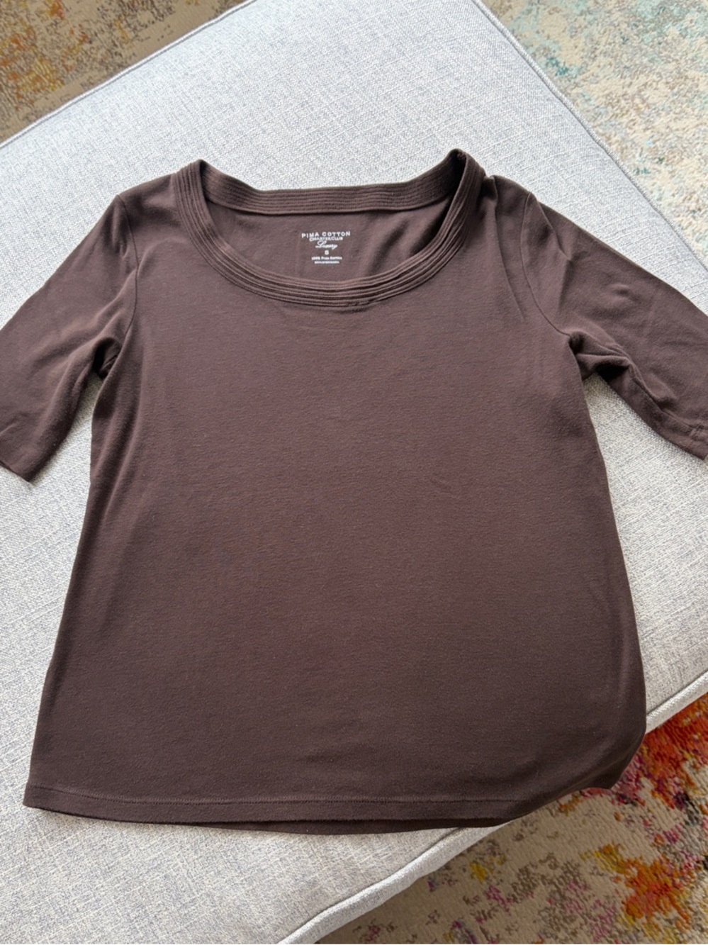 Charter Club Scoop Neck Short Sleeve Top - Brown